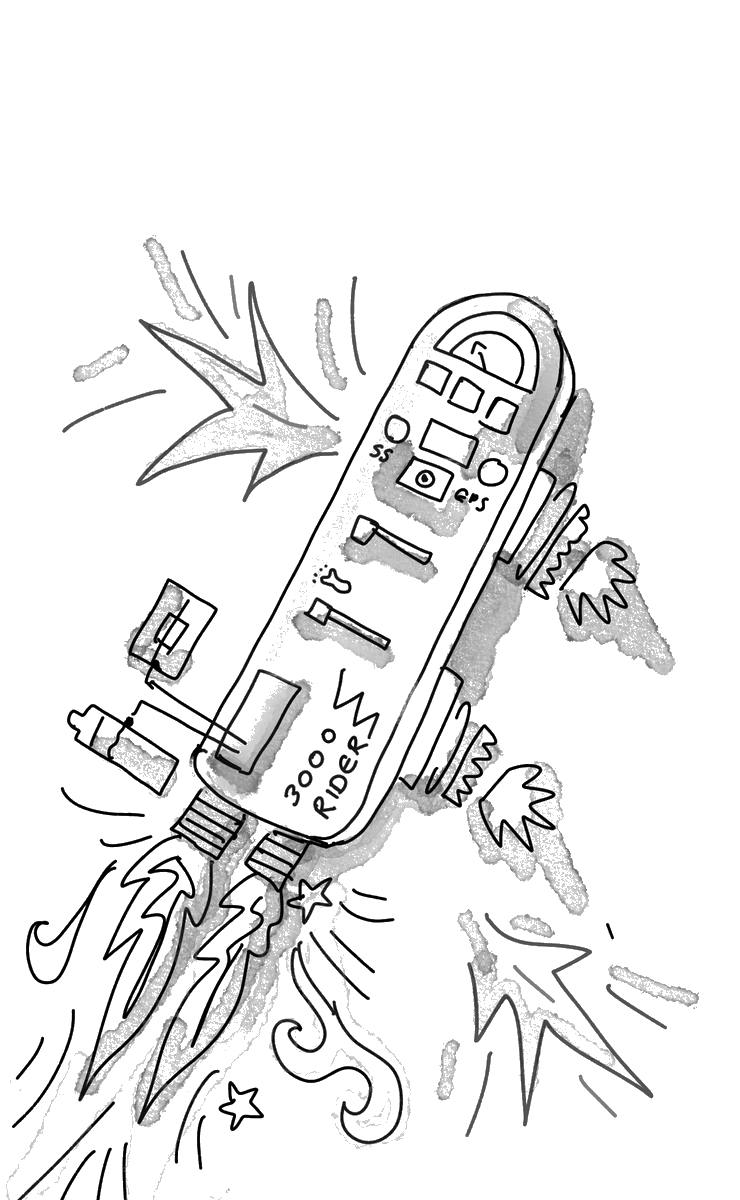 Berty the air-surf skateboard — Adventure Don's flying skateboard companion