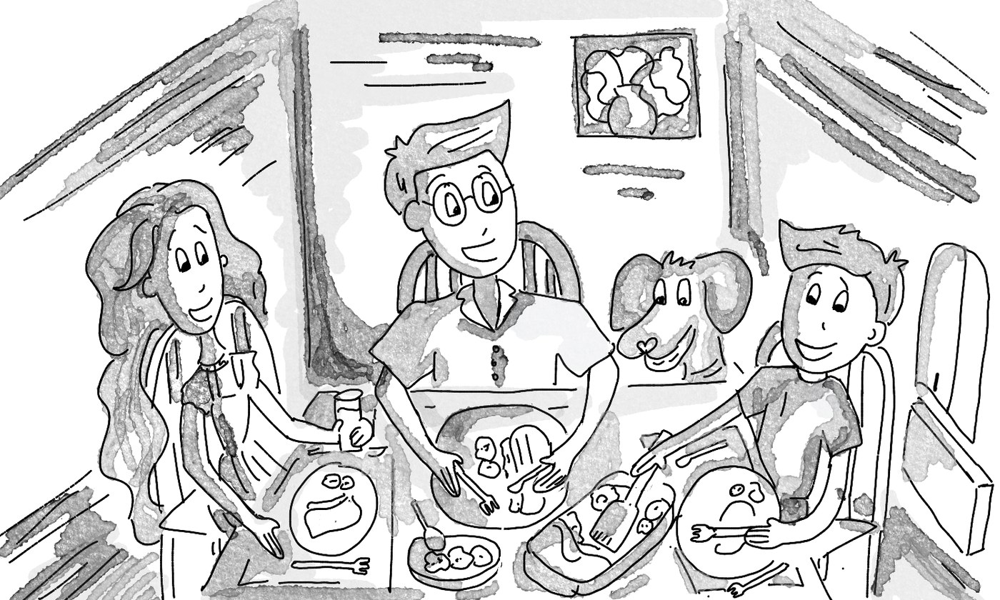 The Adventure Don family at dinner — Mum, Dad, Beau and Don